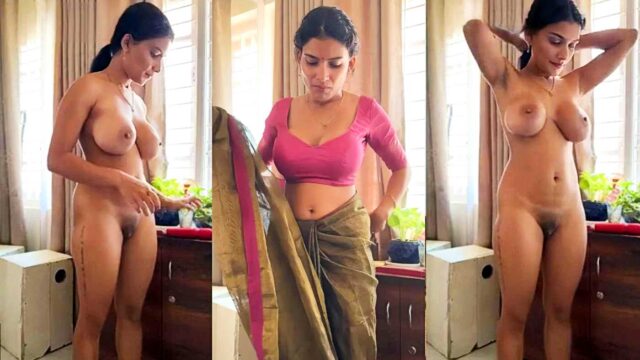 Mallu Hot Model Resmi Nair Stripping Out of Her Saree to Show Her Huge Boobs and Pussy