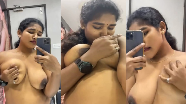 new sex video Desi Hot Tamil Wife Pressing Boobs Viral Video