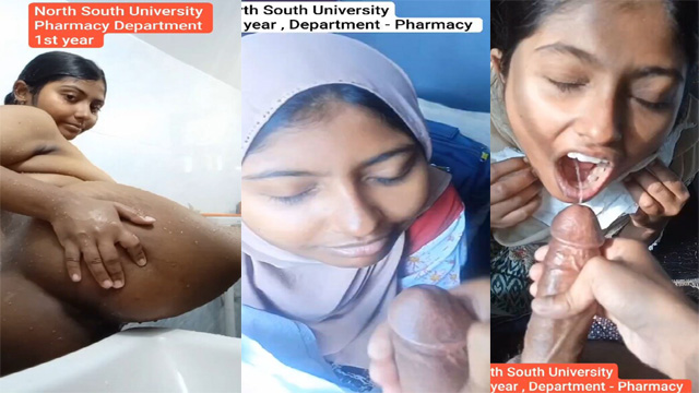 Horny Muslim Bengali Girl In Hijab Full Nude Taking Cum in Mouth And Face Showing Asshole